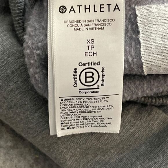 Athleta Gry‎ Zip-Up Hoodie Jacket XS TENCEL lining material soft - Picture 5 of 5